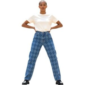 The Ragged Priest Blue Dad Jeans Hi Rise Argile Relaxed Denim 30 Detention Bold